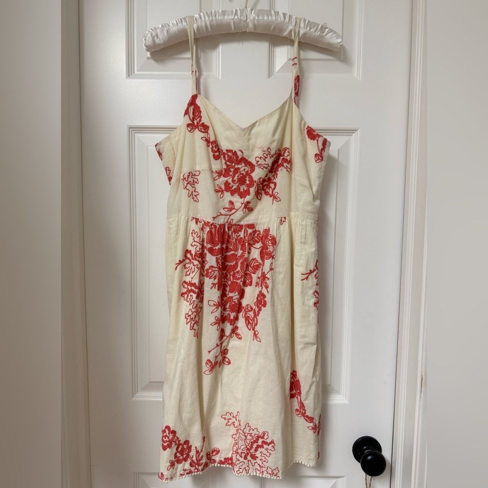 J. Crew Mirabel Mini Dress Women’s 10 Embroidered Floral Cream Coral